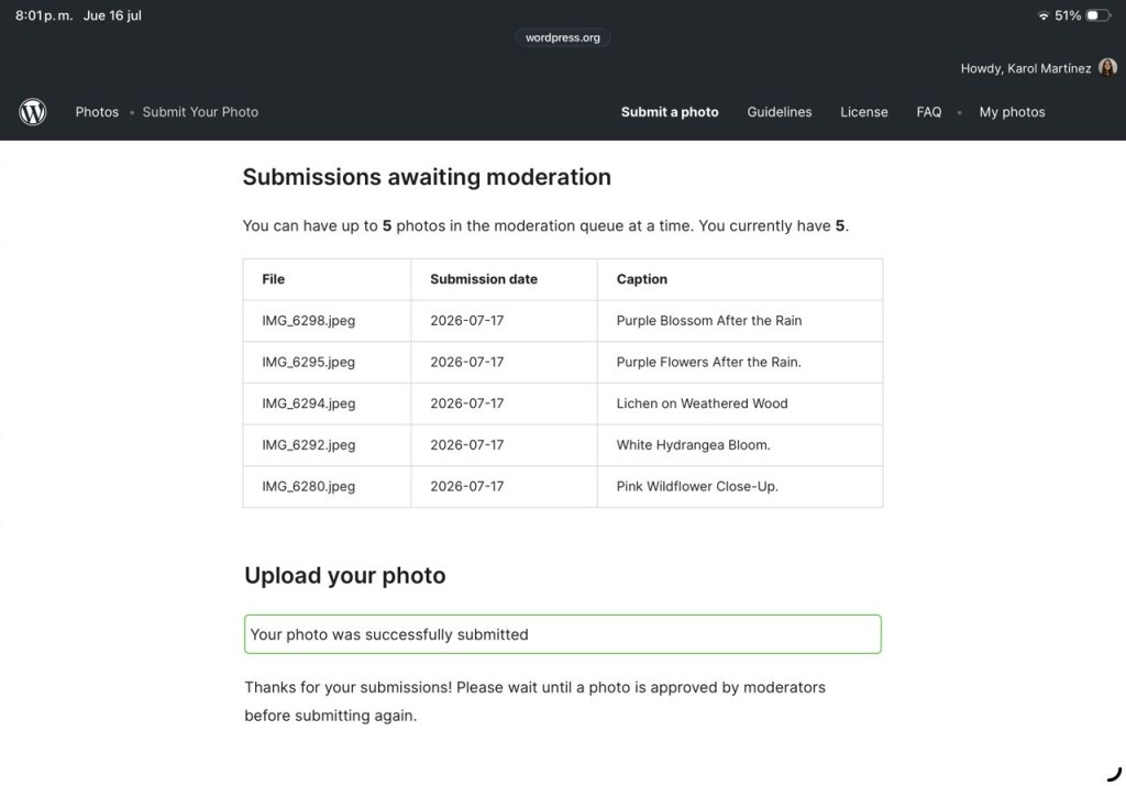 Submitting My First Photos